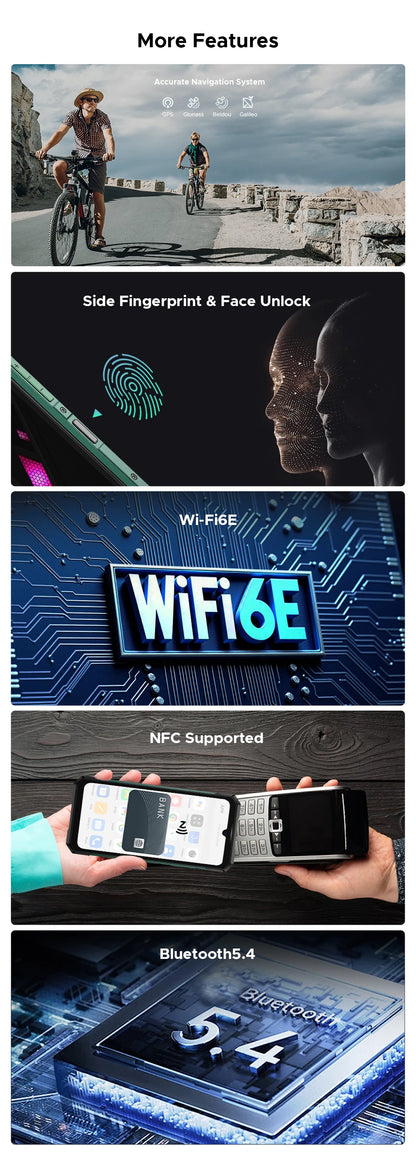 Teléfono resistente DOOGEE S200 Ultra 5G con IA, 48 GB + 1 TB, pantalla trasera de 1,34" con efecto de luz, procesador Dimensity 7400, batería de 11000 mAh, carga rápida de 66 W, NFC, WiFi 6E.