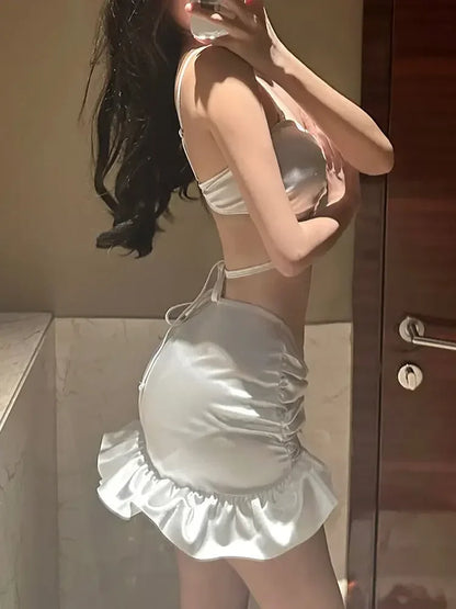 Sexy Bikini Three-Piece Set Swimsuit Women's Ins Slimming Cover-Up Thermal Spring Bathing Female Model Skirt Style Swimsuit