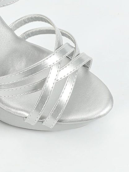 Zapatos de tacón alto para mujer, talla 43, con tiras finas, estilo pasarela, de 13 cm, con plataforma sólida, para fiesta y discoteca, color negro
