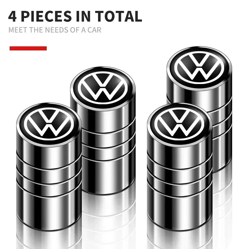 4 tapas de válvula de neumático de coche, emblema de metal, funda para VW, Volkswagen, Golf, Polo, Passat, Touran, accesorios de estilo de coche.