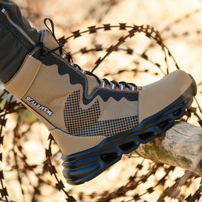Zapatillas de trabajo con puntera de acero, zapatos de seguridad para hombre, calzado de trabajo nuevo a prueba de perforaciones, botas indestructibles, calzado de seguridad ligero.