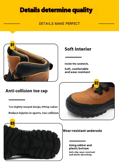 Nuevos zapatos de seguridad de moda, de caña alta, antiaplastamiento y antiperforación, con puntera de acero, resistentes al desgaste, para trabajo, calzado de protección para hombre.