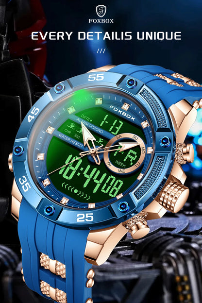 Nuevo reloj de pulsera de cuarzo original de lujo de la marca FOXBOX para hombre, reloj analógico digital resistente al agua de estilo militar a la moda para hombre