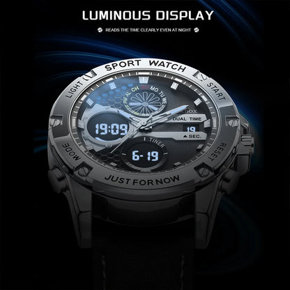 FOXBOX Relojes de lujo de moda para hombre, reloj de pulsera luminoso resistente al agua con fecha y doble horario para hombre, relojes de cuarzo para hombre, relojes masculinos