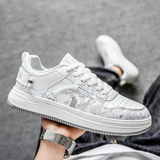 Zapatos de tabla deportivos informales para hombre, transpirables, de caña baja, versátiles, de moda, para verano 2025, para suelo de cemento, planos y con cordones.