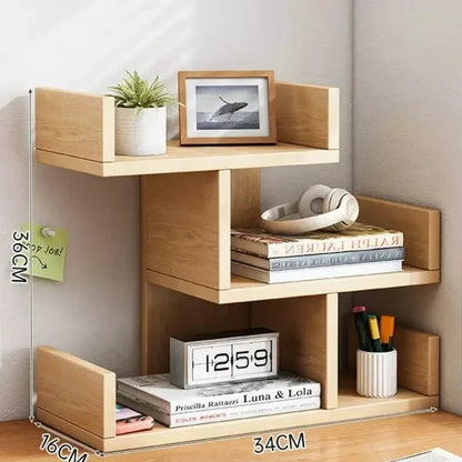 Estantería de escritorio para libros, estantería de almacenamiento y escritorio para el hogar, estantería pequeña para dormitorio, oficina, estante simple de varias capas