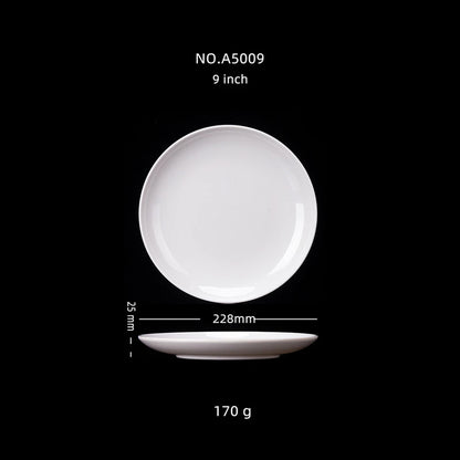 Plato redondo de melamina blanca de 8-14 pulgadas para cena, bandejas para carne estilo occidental, vajilla de hueso para postre, platos de plástico de imitación de porcelana.