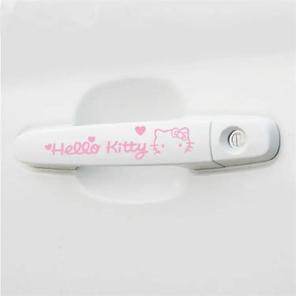 4 pegatinas para manija de puerta de coche con dibujos de Hello Kitty, resistentes a arañazos, decorativas, accesorios para coche.