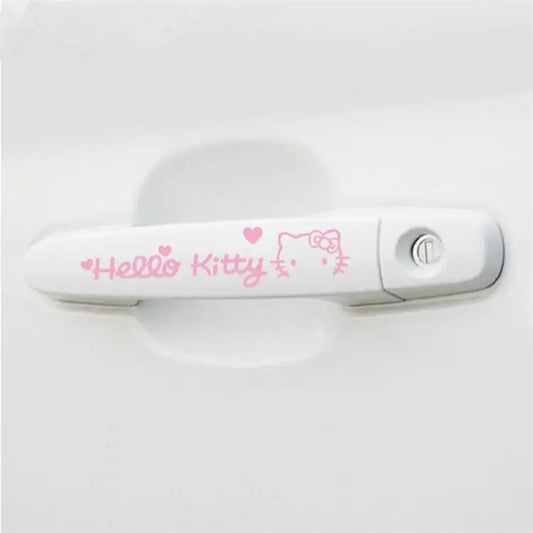 4 pegatinas para manija de puerta de coche con dibujos de Hello Kitty, resistentes a arañazos, decorativas, accesorios para coche.
