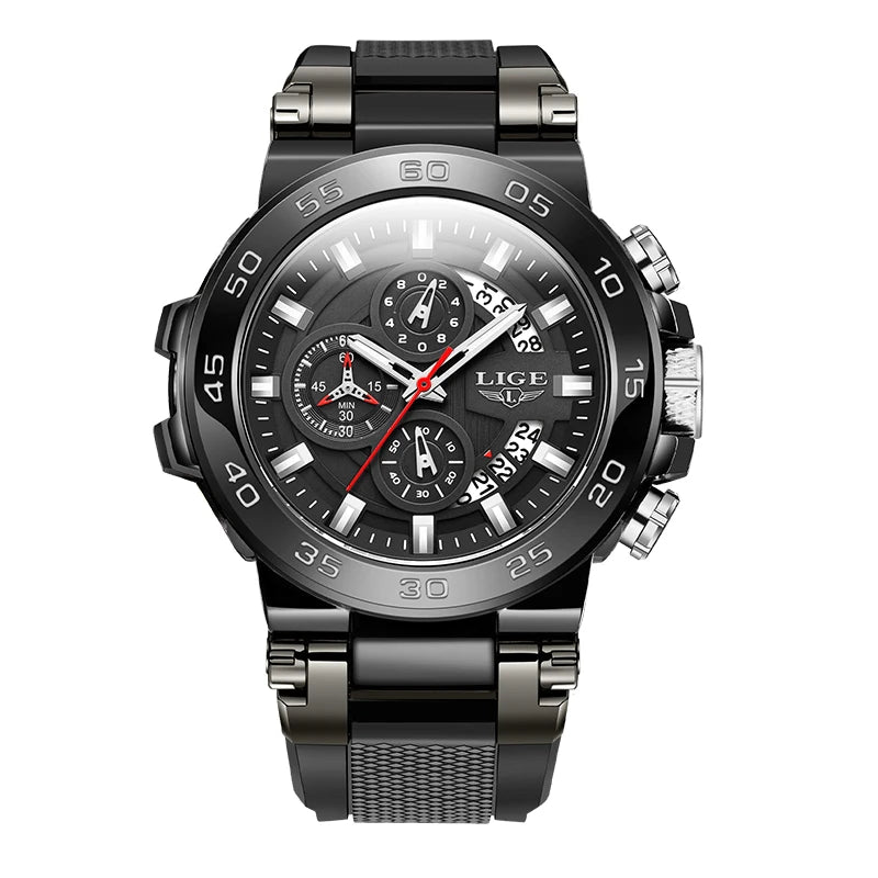 Relojes LIGE 2025 para hombre, nuevos, a la moda, con correa de silicona, sencillos, deportivos, militares, con fecha, resistentes al agua 50M, de cuarzo, para caballero, reloj + caja.