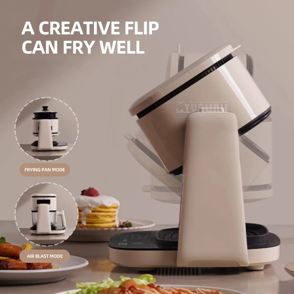 Freidora de aire eléctrica inteligente, multifuncional, para hornear, cocinar, hervir y visualizar, con tapa, gran capacidad, electrodoméstico