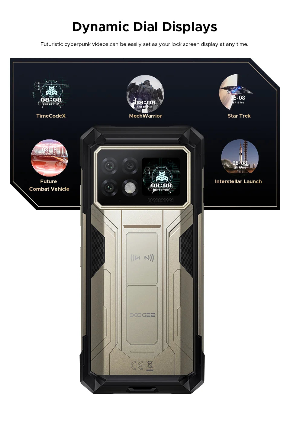 Teléfono resistente DOOGEE S200 Max, 16 GB + 512 GB, batería de 22000 mAh, procesador Dimensity 7050, pantalla de 6,72" a 120 Hz, pantalla trasera de 1,32", linterna dual.