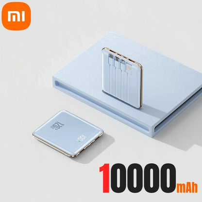 Xiaomi - Mini banco de energía de 500.000 mAh, gran capacidad, carga súper rápida, batería externa con 4 cables integrados para iPhone, Samsung y Xiaomi.