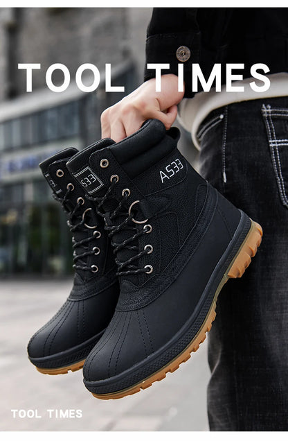 Botas de nieve de invierno para hombre, talla grande 47, para exteriores, para entrenamiento, trabajo, impermeables, antideslizantes, mantienen el calor en invierno.