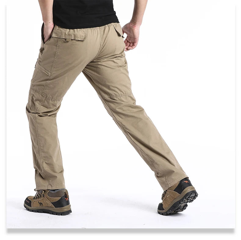 Pantalones cargo de algodón de alta calidad para hombre, pantalones tácticos informales con múltiples bolsillos para primavera y otoño, para acampar al aire libre, senderismo y trabajo.