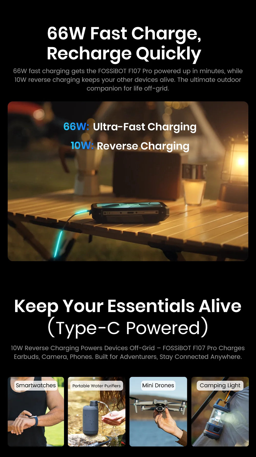 Teléfono móvil resistente Fossibot F107 Pro, 30 (12+18) GB + 512 GB, Android 15, batería de 28000 mAh, carga rápida de 66 W, cámara de 200 MP + 32 MP, 5G, NFC/GPS, doble linterna brillante.