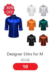 Camisas de seda de diseño para hombre en azul, dorado, verde, rojo, blanco y negro. Estampado cachemir bordado. Corte ajustado. Blusas casuales de manga larga.