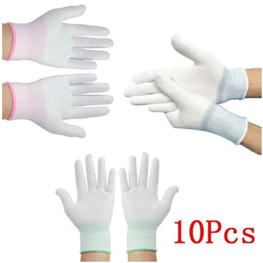 5 pares de guantes de trabajo electrónicos antiestáticos ESD, con palma recubierta de PU y dedos recubiertos, antideslizantes de PC para protección de dedos.