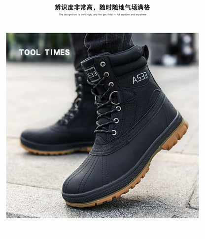 Botas de nieve de invierno para hombre, talla grande 47, para exteriores, para entrenamiento, trabajo, impermeables, antideslizantes, mantienen el calor en invierno.
