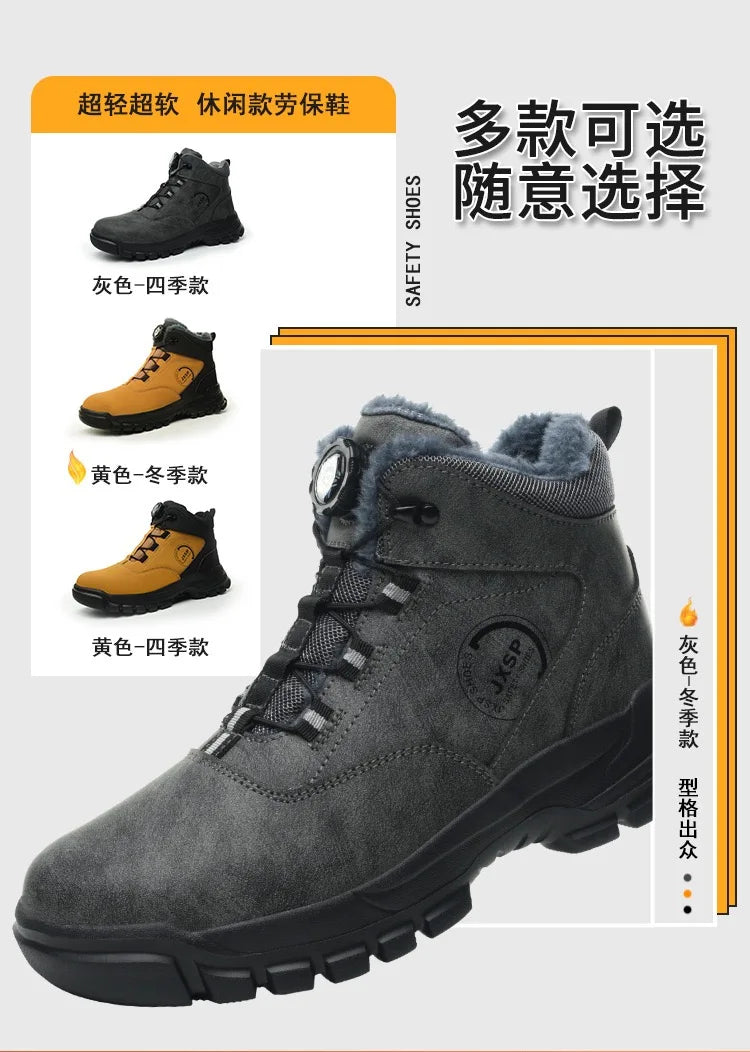 Botas altas unisex antigolpes y antipinchazos con puntera de acero más ancha, cierre de Kevlar, elástico y aptas para otoño e invierno. Fabricadas con Kevlar estándar europeo.