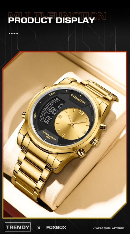 LIGE - Reloj digital de moda para hombre, deportivo, informal, resistente al agua, de cuarzo, cronógrafo de lujo, marca FOXBOX