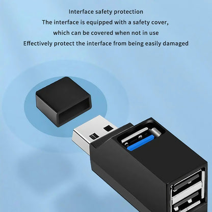 Adaptador concentrador USB 3.0 de 4 puertos: transferencia de datos de alta velocidad de 5 Gbps, diseño compacto y portátil para ordenador portátil, PC y Mac.