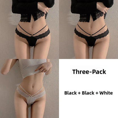 Bragas de cintura baja para mujer, sexys, deportivas, de seda helada, con encaje fino, ropa interior moderna