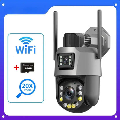 Cámara PTZ de 8 MP con zoom 50x, Wi-Fi, doble lente, 4K, zoom 20x, cámara de vigilancia exterior, visión infrarroja de largo alcance (120 m), compatible con ONVIF.