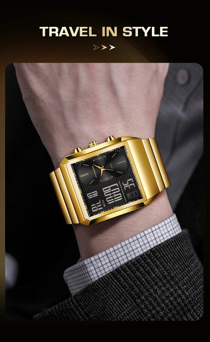 LIGE - Reloj digital cuadrado de moda para hombre, informal, deportivo, resistente al agua, de cuarzo, cronógrafo de lujo de la mejor marca FOXBOX