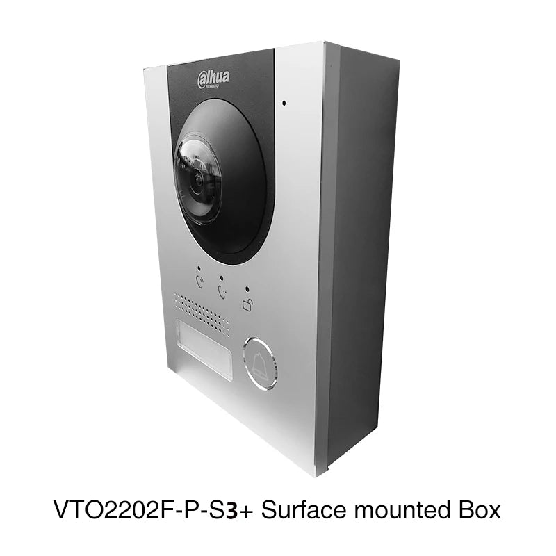 Portero automático Dahua VTO2202F-P S3 de 2 hilos con IP, cámara ojo de pez de 160° a color de 2 MP, 2 idiomas, H.265, multilingüe, con altavoz integrado y timbre.