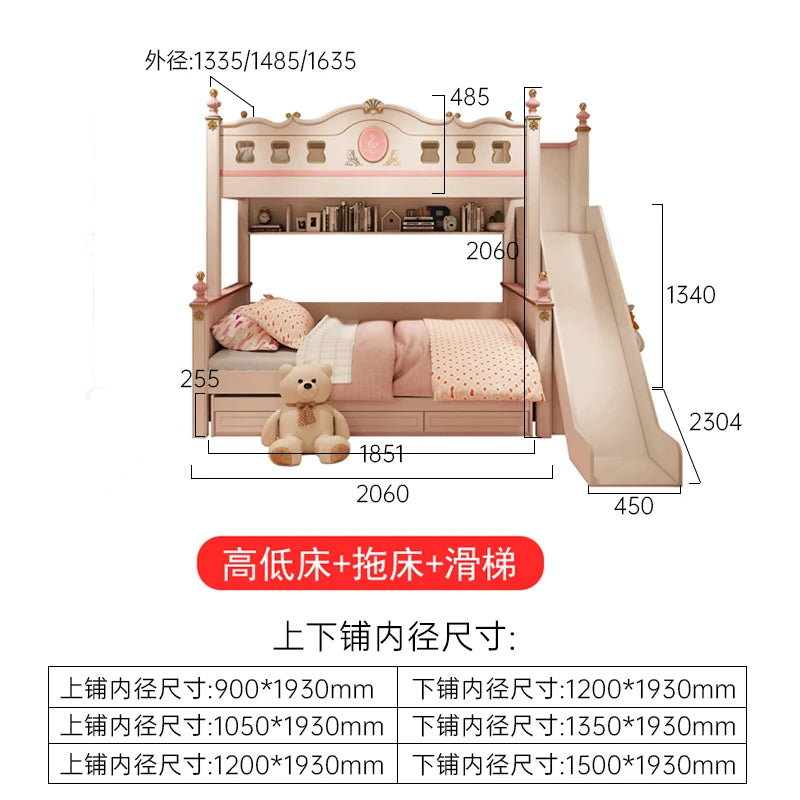 Cama alta deslizante con cajones de almacenamiento, modernas bases de lujo, literas principales para niños, cama de día blanca para niña, muebles de dormitorio