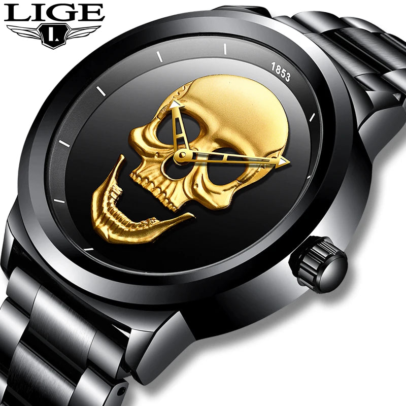 Relojes deportivos LIGE para hombre, marca superior, reloj de cuarzo de lujo para hombre, reloj de pulsera de acero inoxidable resistente al agua para hombre, reloj Masculino