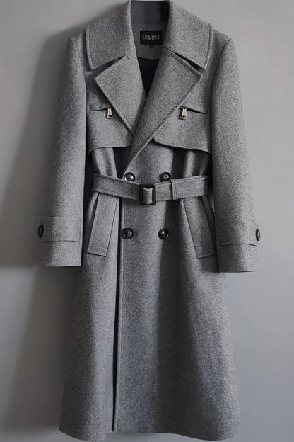 Gabardina cruzada de otoño para hombre, mezcla de lana de invierno, de alta calidad, a la moda, con cremallera, informal, ajustada, de color liso.