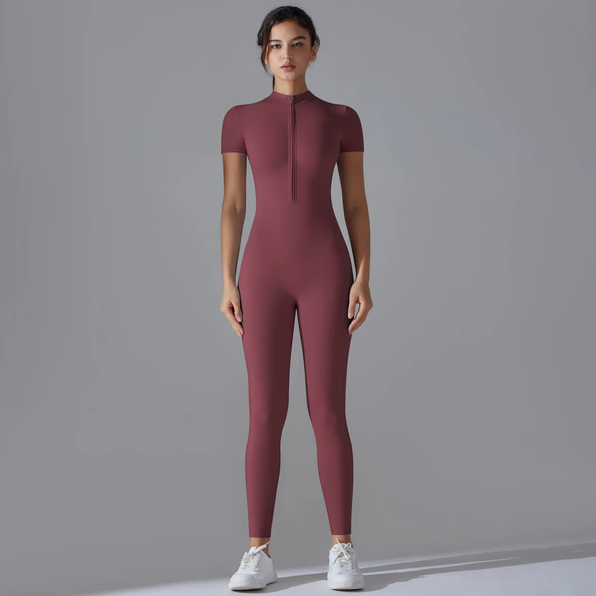 Women Zipper Bodysuits Fitness Sports Bodysuit Yoga Suit Breathable Quick Drying Sports Yoga Clothing Women Gym Push Up Workout