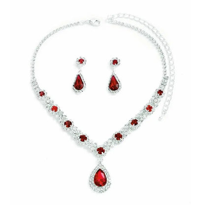 Conjunto de 3 collares y pendientes de cristal para mujer, ideales para vestidos de noche de boda.