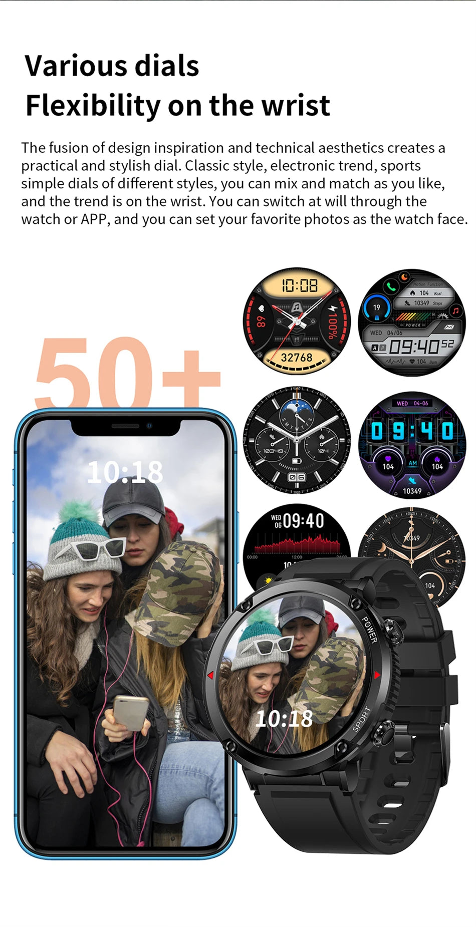 Reloj inteligente LIGE con batería grande de 600 mAh para hombre, reloj inteligente deportivo resistente al agua con llamadas Bluetooth y pantalla AMOLED.