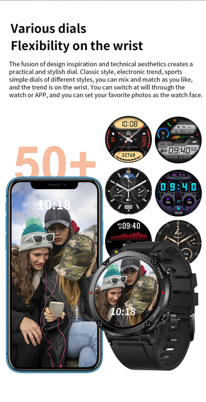 Reloj inteligente LIGE con batería grande de 600 mAh para hombre, reloj inteligente deportivo resistente al agua con llamadas Bluetooth y pantalla AMOLED.