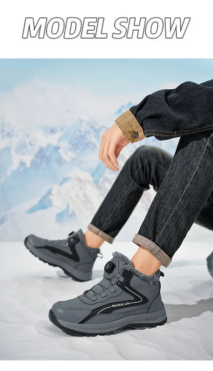 Botas de nieve para hombre, botas de senderismo cálidas y cómodas para invierno, zapatillas deportivas para hombre para exteriores, calzado deportivo impermeable, calzado de senderismo resistente al desgaste