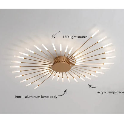 Lámparas de techo LED modernas con diseño de fuegos artificiales para sala de estar, comedor y dormitorio. Lámparas de techo brillantes.