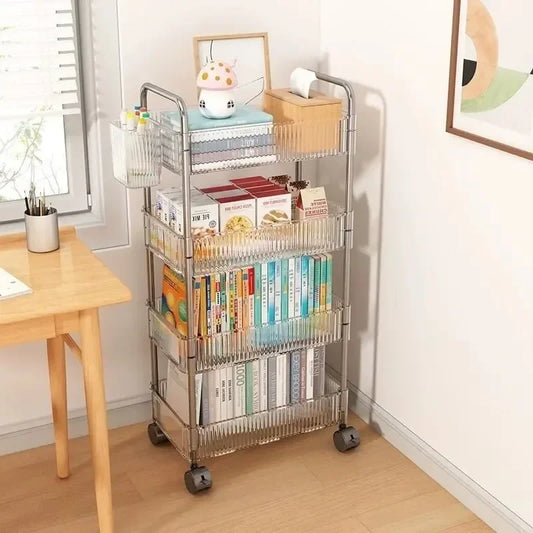 Estante móvil con ruedas, estante de almacenamiento multicapa, carrito para el hogar para refrigerios, cosméticos, artículos diversos, organizador de 2/3/4 niveles, carrito rodante