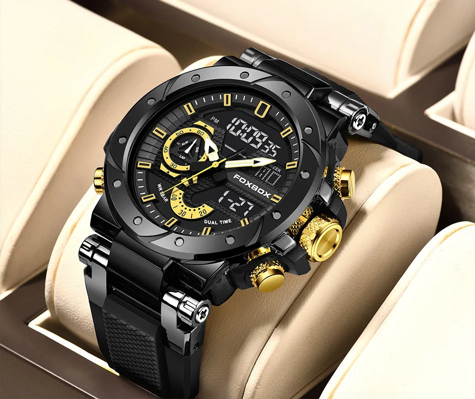 Reloj LIGE para hombre, correa de moda, deportivo, militar, calendario semanal, relojes de cuarzo, LED, pantalla dual, cronógrafo, relojes digitales para hombre