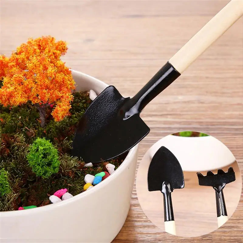 Juego de tres herramientas de jardinería: miniherramientas de jardinería, pala multifunción, rastra, pala para plantas domésticas, pala para tierra de pino.