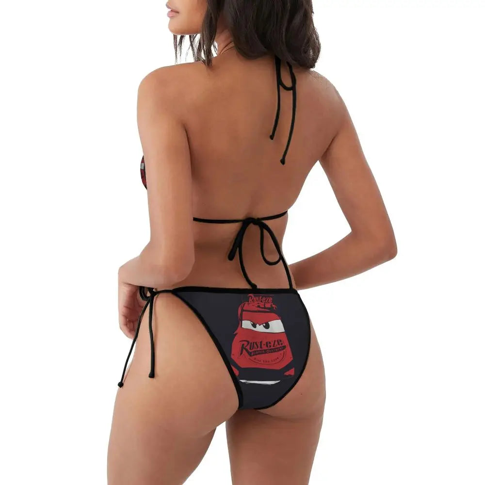 Conjunto de bikini personalizado de Rayo McQueen, traje de baño de dos piezas, bikinis de coches para mujer, conjuntos de bikini triangulares sexys para mujer, traje de baño