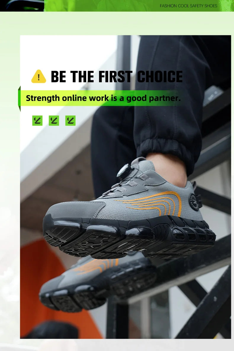 Summer Work Safety Protection Shoes Air Cushion Breathable Safety Shoes Anti-stabbing -smash Lightweight Sports Shoes For Men