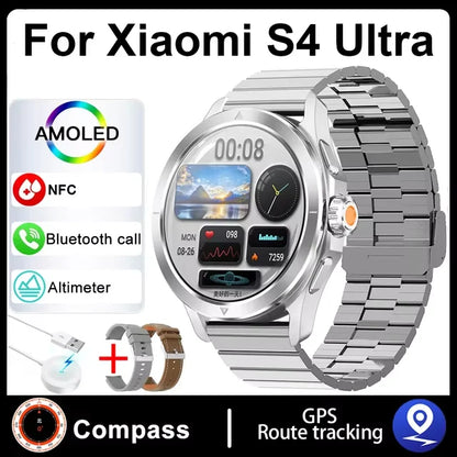 S4 Ultra para Xiaomi Pulsera Inteligente Reloj para Hombre Pantalla AMOLED HD Llamadas Bluetooth GPS Trayectoria NFC Frecuencia Cardíaca Brújula SmartWatches