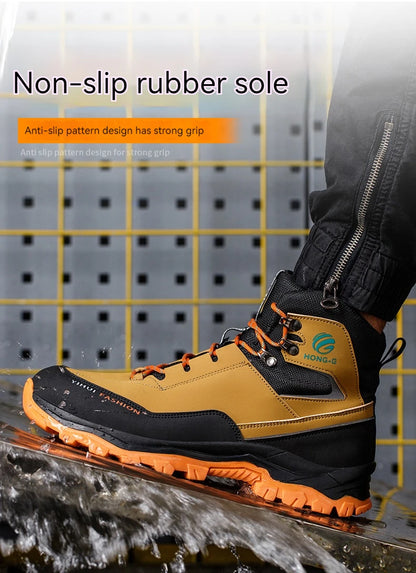 Botas de seguridad para hombre con puntera de acero, antigolpes y resistentes a perforaciones, de calidad europea.