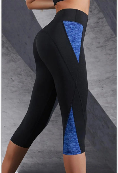 Leggings de yoga con bloques de color para mujer, cintura alta, patchwork, hasta la pantorrilla, pantalones deportivos ajustados y elásticos para correr