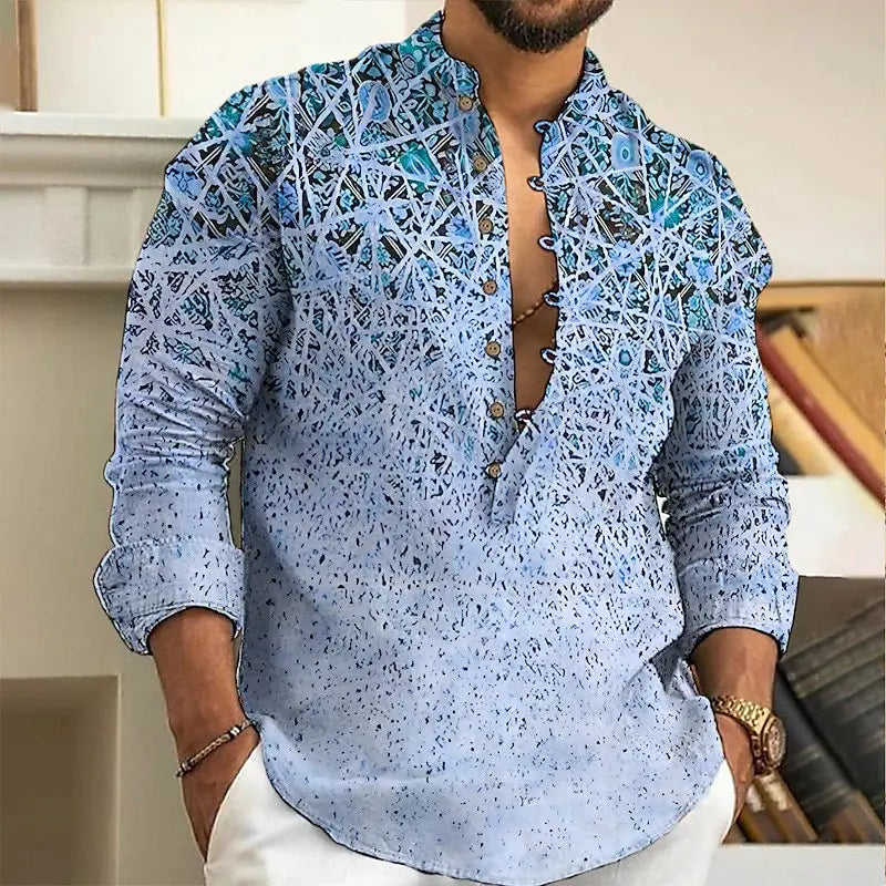 Camisa de lino de manga larga con botones, tela cómoda, tendencia urbana, primavera y otoño para hombre 2025