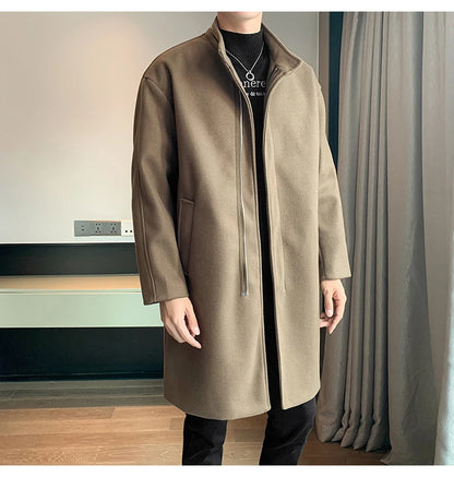 2025 Autumn Winter Men Long Coat Windbreaker Casual Loose  Solid Color Trench Men Fashion Korean Style Mens Jackets Outerwear