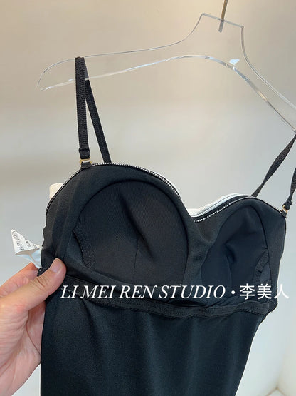 Nuevo traje de baño de una pieza de camisola de punto de lujo para mujer